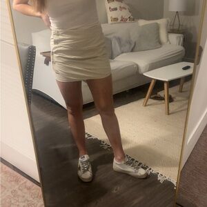 Forever 21 White Ruched Pencil Mini Skirt